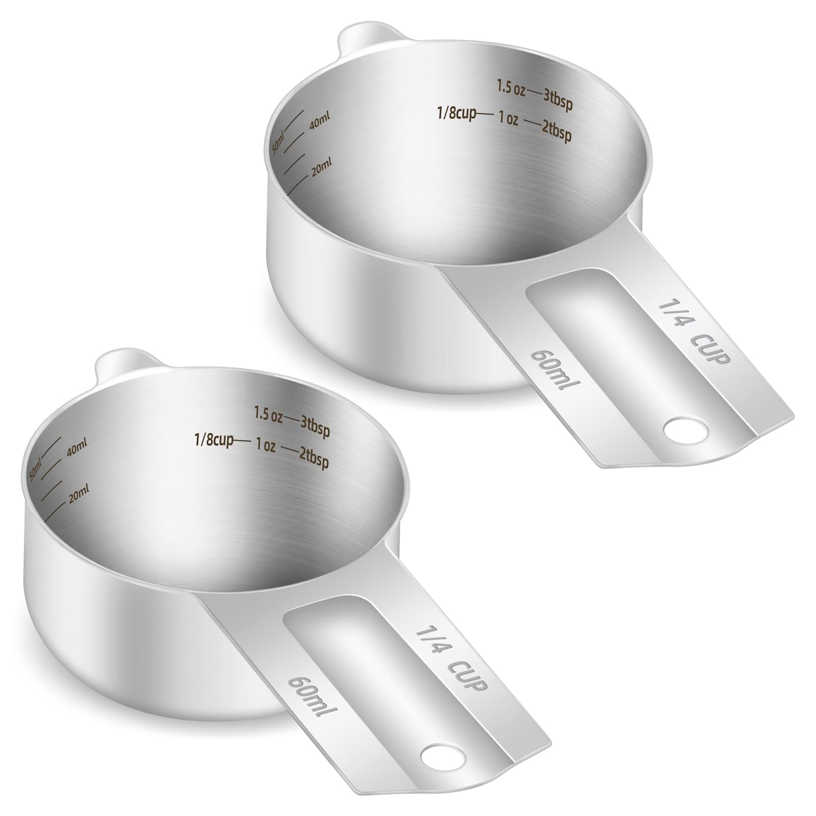 BERYLER 2PCS 1/4Cup (60ml, 2oz) Single Measuring