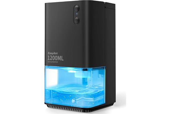 EasyAcc Dehumidifiers for Home Basements, 40oz Air Dehumidifier for Home(450sq ft) with Handle/7 LED Lights, Ultra Quiet & Au