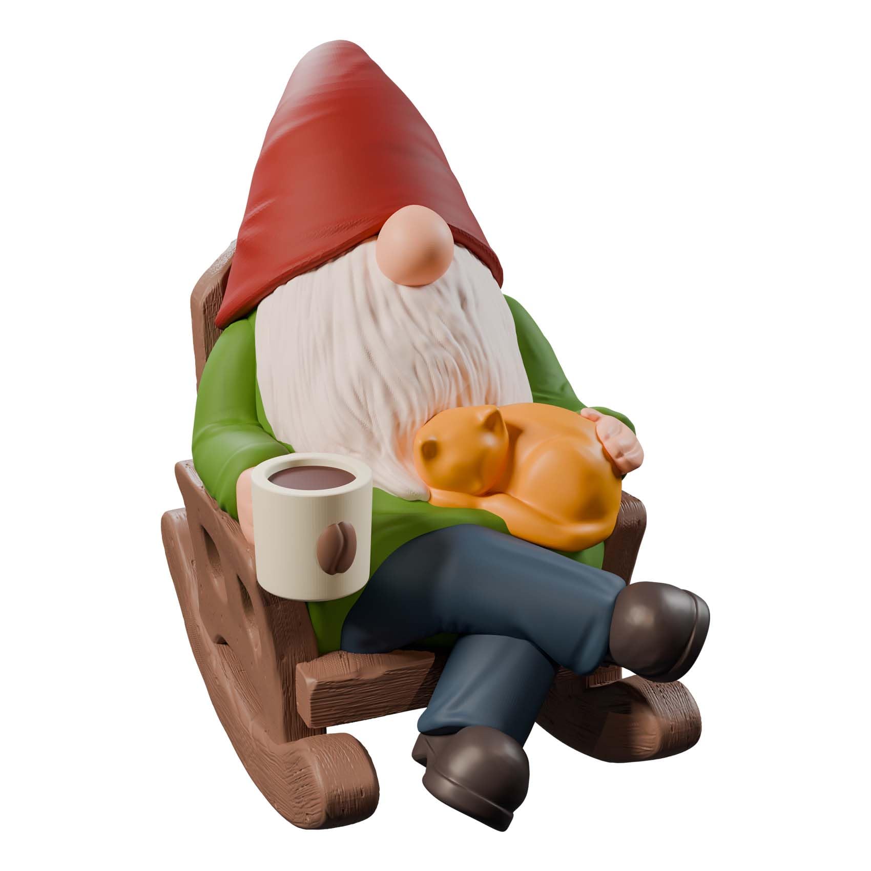 Drinking Coffee Garden Gnomes Statue Decoration, Rocking Chair Garden Gnomes Figurine Ornament for Indoor Outdoor Home Patio Yard Lawn Ourside