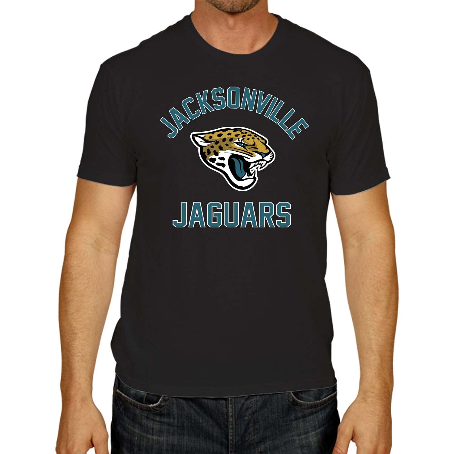 Team Fan Apparel NFL Adult Gameday T-Shirt - Cotton Blend - Tagless - Semi-Fitted - Unleash Your Team Spirit During Game Day (Jacksonville Jaguars - Black, X-Large) Image
