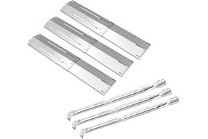 Plowo Adjustable Universal Burner Tube Extends from 14" to 19" and Heat Plate 11.75" up to 21" Replacement Parts for Nexgrill, Brinkmann, Dyna-Glo, and Most Gas Grill Models, Stainless Steel, 3 Pack