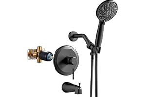 Tub Shower Faucet Set,High Pressure Shower Systerm with Valve and Tub Spout,ABS Single Shower Head and Handle Set Shower Trim