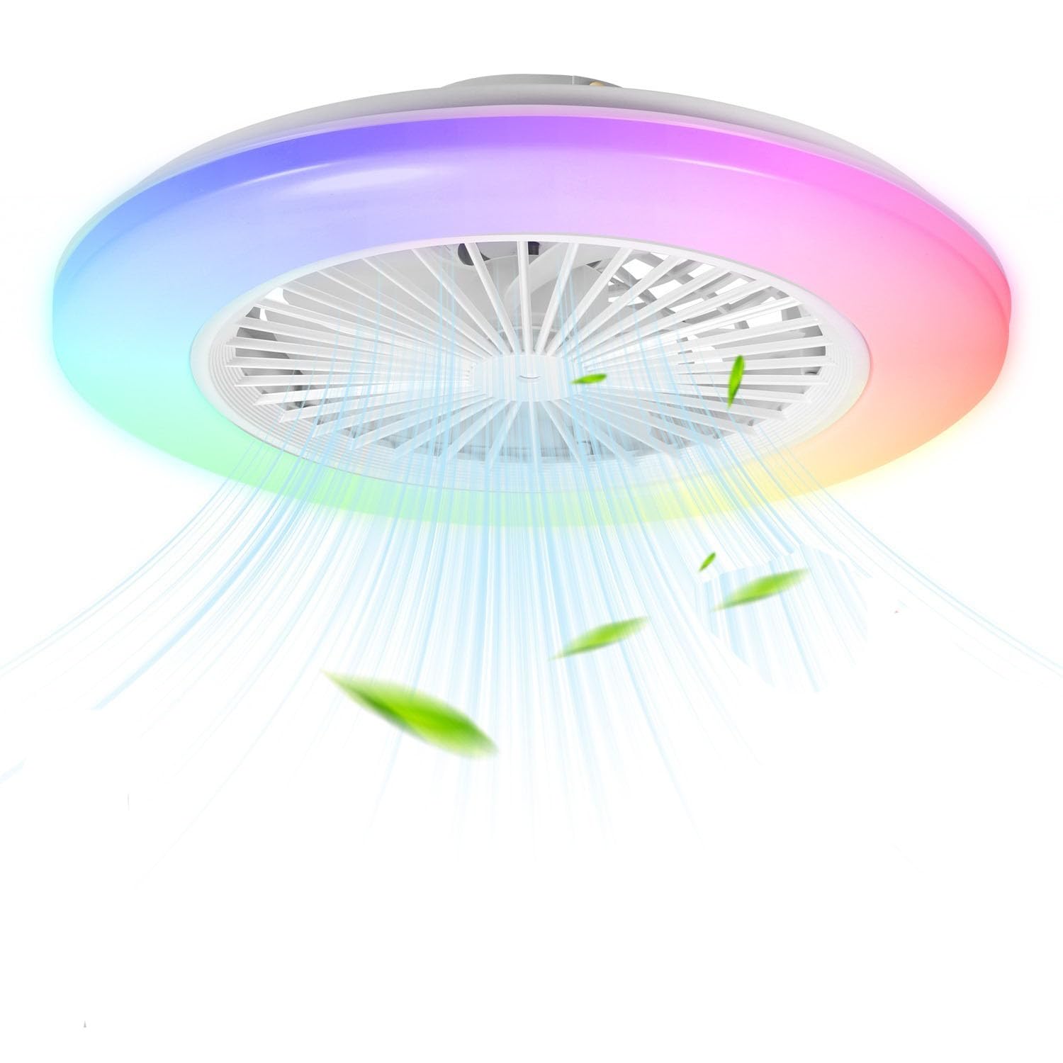 Ceiling Fan with Lighting, Smart RGB LED Fan Light, Diameter 50 cm Ceiling Light with Fan, Dimmable, App and Remote Control, 6 Gears, 3 Colour Temperatures, Summer/Winter Mode