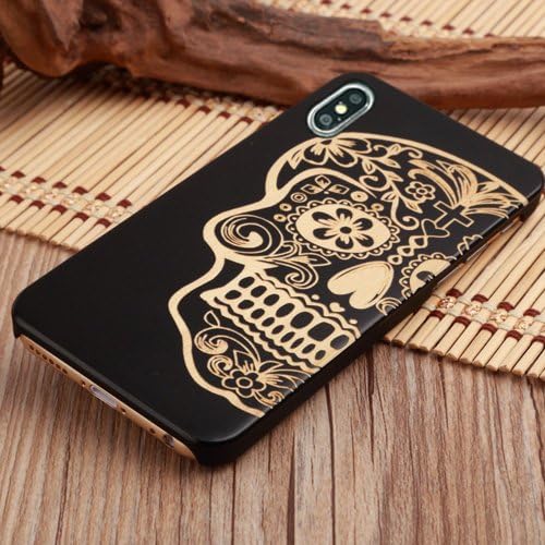 QDAOT iPhone X Case, Maple Wood Cases For iPhoneX Handmade Wooden Cases Craved Compared With TPU [Shockproof][Drop Protection]for Iphone X (Puzzle) (Skull)