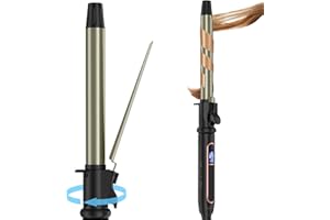 DENVEK Curling Iron - Professional Manual Salon Rotating 1 Inch Hair Curler, Multi-Level Temperature Adjustment Crimper Hair Tool,Styling Tool for Long & Short Hair, Perfect for Beach Waves and Curls