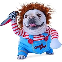 Pet Deadly Doll Dog Costume, Chucky Dog Cosplay Funny Costume Halloween Christmas Dog Clothes Party Costume for Small Medium