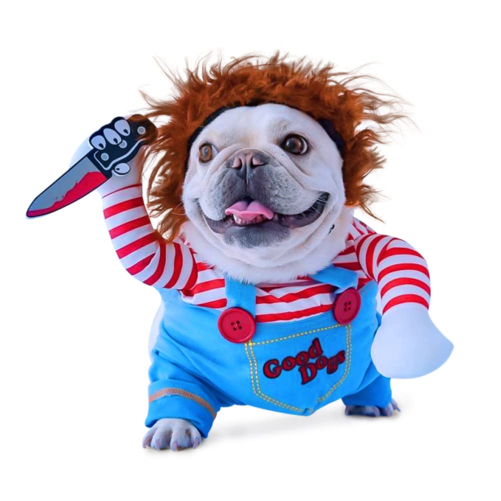Dog Christmas Costumes, Novelty Dog Doll Play Cosplay Costume Clothing for Halloween Christmas Dress-up Party, for Puppies Medium Large Dogs (Medium)