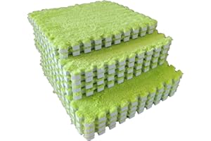 Eluleegc 12pcs 0.6in Thick Interlocking Carpet Squares Puzzle Mat EVA Foam Area Tiled Rug for Baby Play Soft Mats (Green, 11.8in)