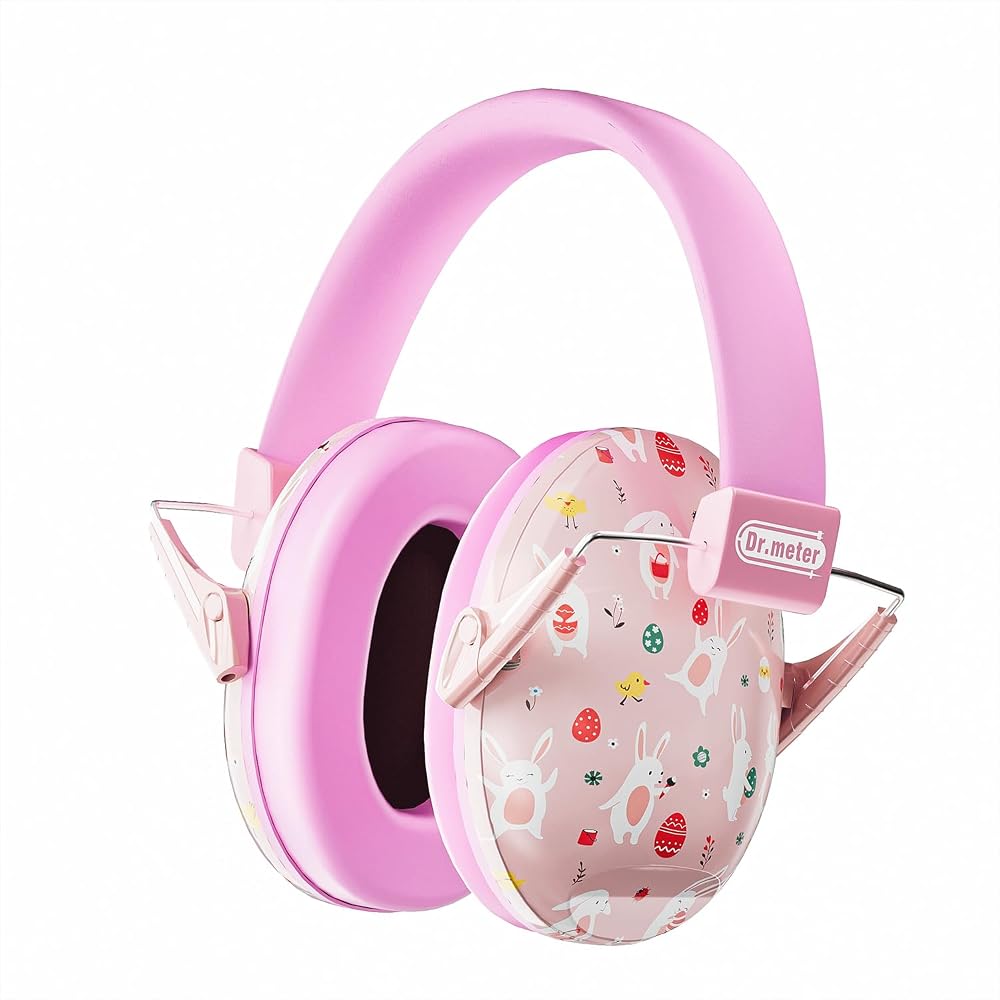 Dr.meter Ear Defenders Children Pink Rabbit SNR 27 dB Adjustable Headband
