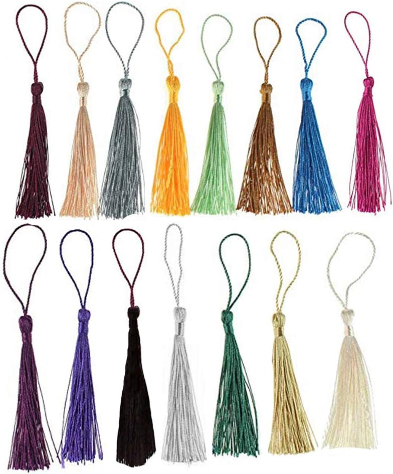 30Pcs 5 Inch/13cm Tassels DIY Tassels Handmade Soft Craft Mini Tassels with Loops for Jewelry Making DIY Projects Bookmarks Tassels with 2 inch Cord Loop Mix 15 Colors - 2Pcs of Each