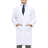 NY Threads White Lab Coat for Men with Side-Slit Access and 3 Pockets | Medical Lab Coat with Long Sleeves Button-Front Closure Machine Washable for College Classroom Laboratory &amp; Healthcare