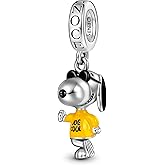 GNOCE Peanuts Snoopy Joe Cool Dangle Charm Bracelet for Women, S925 Sterling Silver Dangle Charms for Women Wife, Valentine‘s Day, Mother’s Day Jewelry