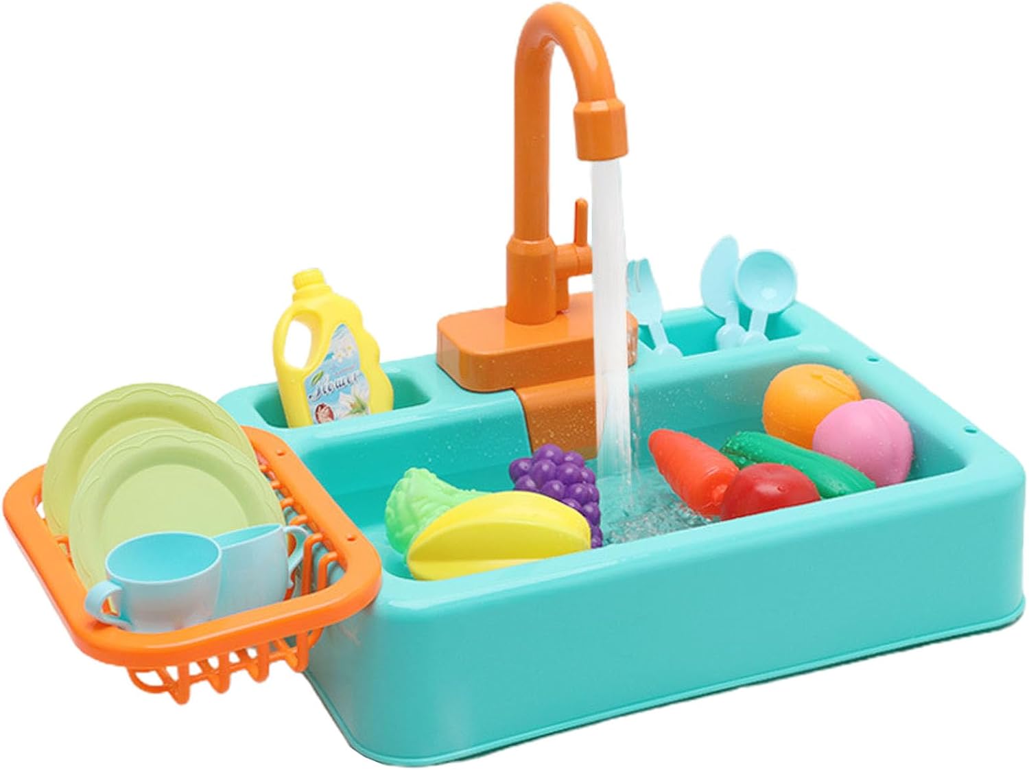 Dish Wash Toy Kitchen Playhouse Role-Playing Sink Dishwasher Playing with Running Water Toddler Sink Toy with Running Water