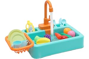 Dish Wash Toy Kitchen Playhouse Role-Playing Sink Dishwasher Playing with Running Water Toddler Sink Toy with Running Water