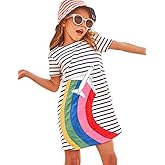 HILEELANG Toddler Girl Cotton Casual Dress Summer Short Sleeve Basic Tunic Playwear Shirt Dresses