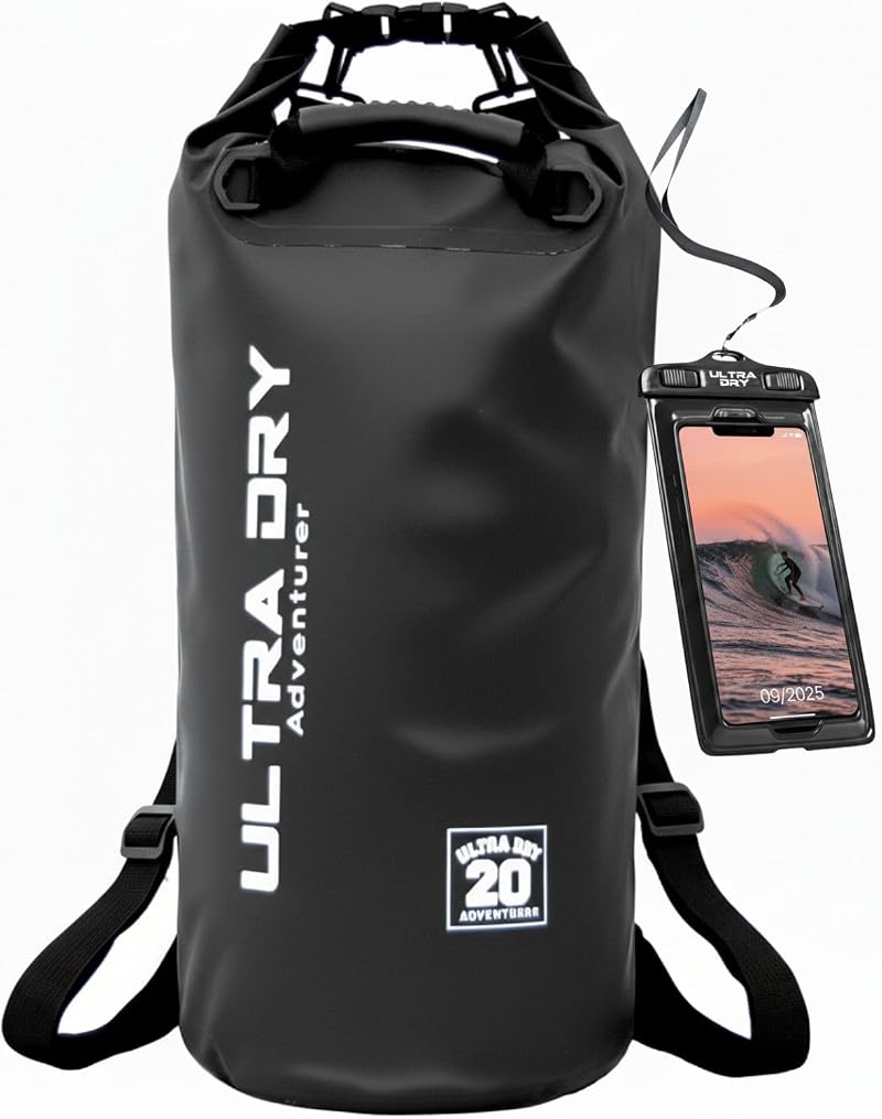 Ultra Dry Adventurer Premium 20L Waterproof Bag with Phone Case & Adjustable