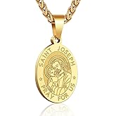 RS Saint St Michael/Christopher/Jude/Benedict/Joseph/Anthony Medal Necklace for Men Boys 24 In Religious gifts