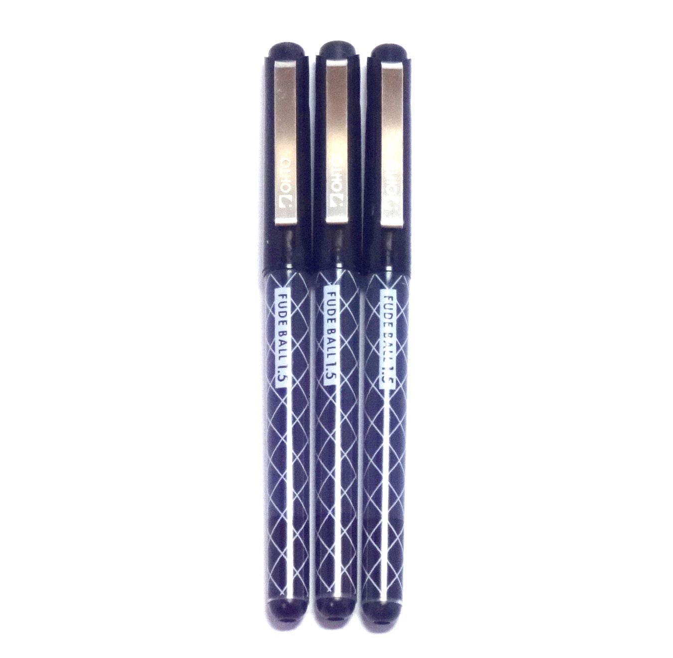 Photo 1 of OHTO Fude Ballpoint Pen Extra Bold, 1.5mm, black ink, 3 pens per Pack (Japan import) [Komainu-Dou Original Package]