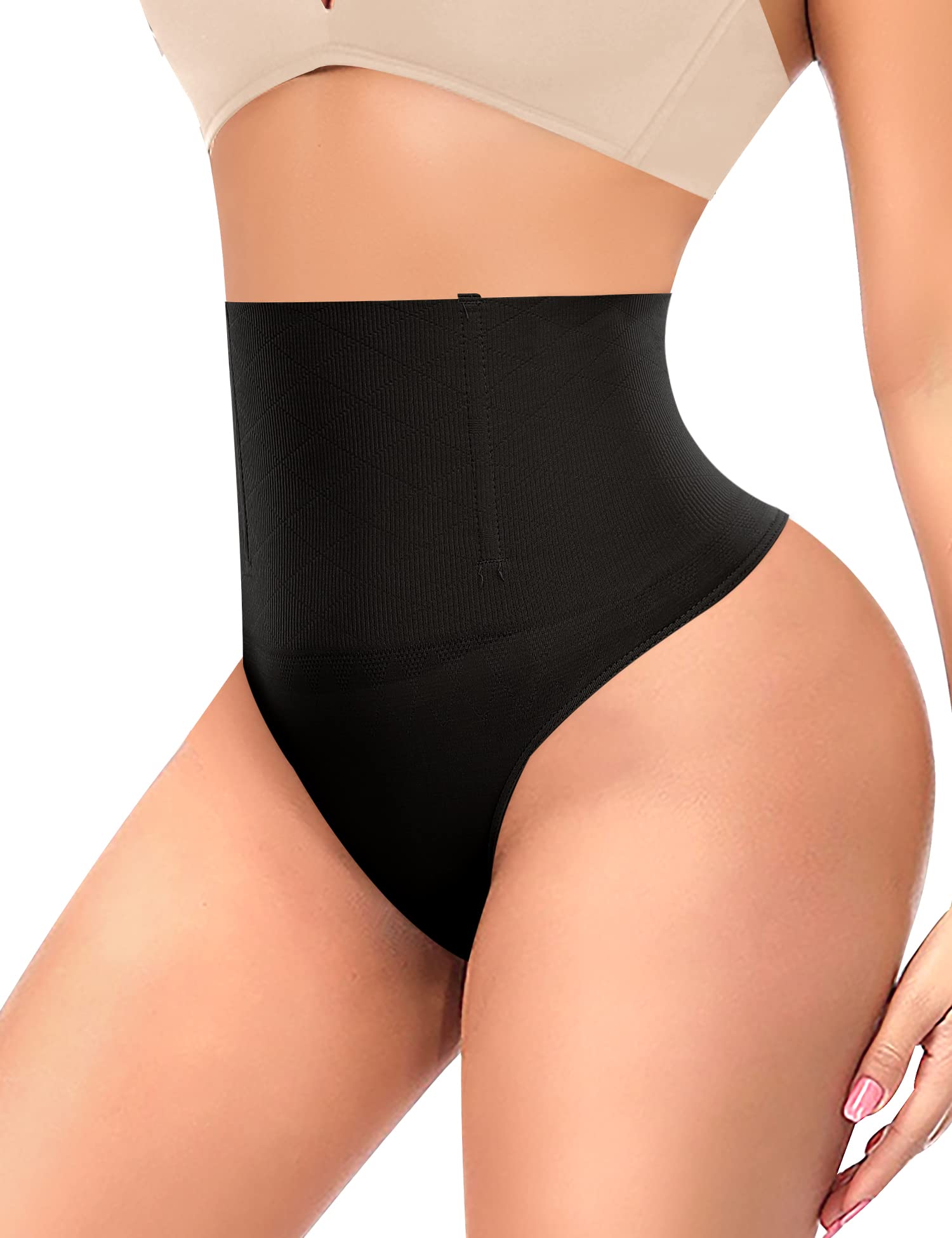 Photo 1 of Large Women's Thong Shapewear Mid to High Waisted Shaper Thong  01#A Black lower belly
