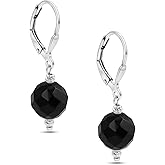 925 Sterling Silver Gemstone Earrings for Women - Birthstone Earrings - Sterling Silver Leverback Earrings - Silver Drop Earrings for Women - Minimalist Earrings - Everyday Earrings for Women