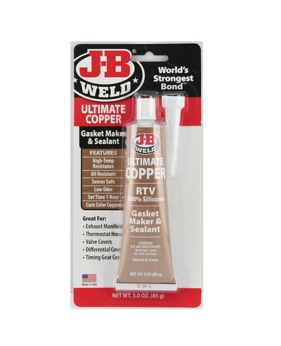 J-B Weld 32325 Ultimate Copper High Temperature RTV Silicone Gasket Maker and Sealant - 3 oz. - Copper