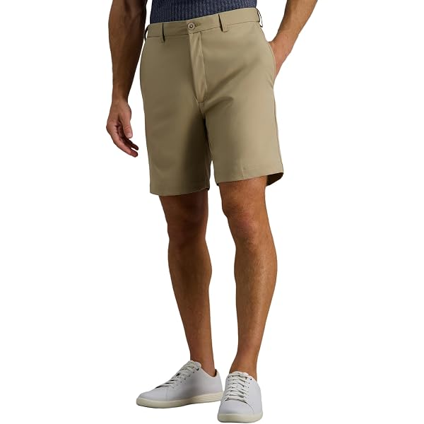 Lands' End Men's No Iron 9in Plain Front Chino Short Khaki Regular
