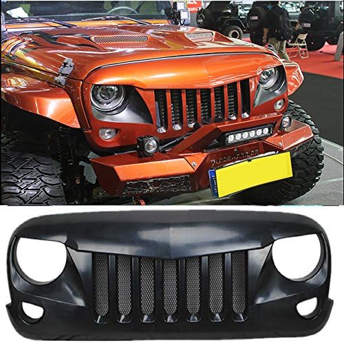VSEK Front Matte Black Eagle Eye Grille Grid Grill W/Mesh Insert for Jeep Wrangler Rubicon Sahara Sport Jk 2007-2016