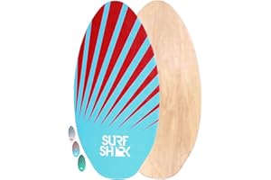 BEACHMALL 35 to 41 inch Deluxe Wood SkimBoards w/ EVA Traction Grip Pad for X-Grip | Wooden Skim Board for Kids Adults