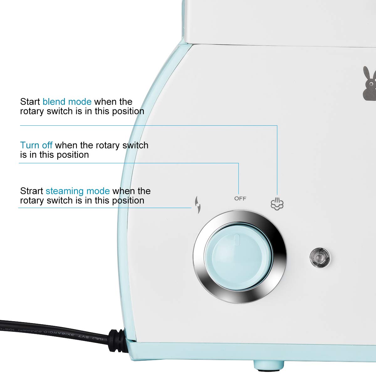 Rabbit baba Baby Food Maker, Dishwasher-Safe Food Processor, Multifunctional Blender, Steamer, Cooker for Baby,Infants and Toddlers Food (Blue)