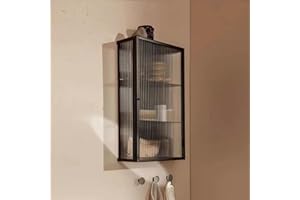 Kitchen Wall Cabinet Storage Narrow,Single Door Glass Storage Cabinet,with Tempered Glass Doors,Toilet Metal Frame Medicine C