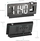 ORIA 7.8" LED Mirror Projection Alarm Clock 180° Rotatable USB Charger Snooze view 7
