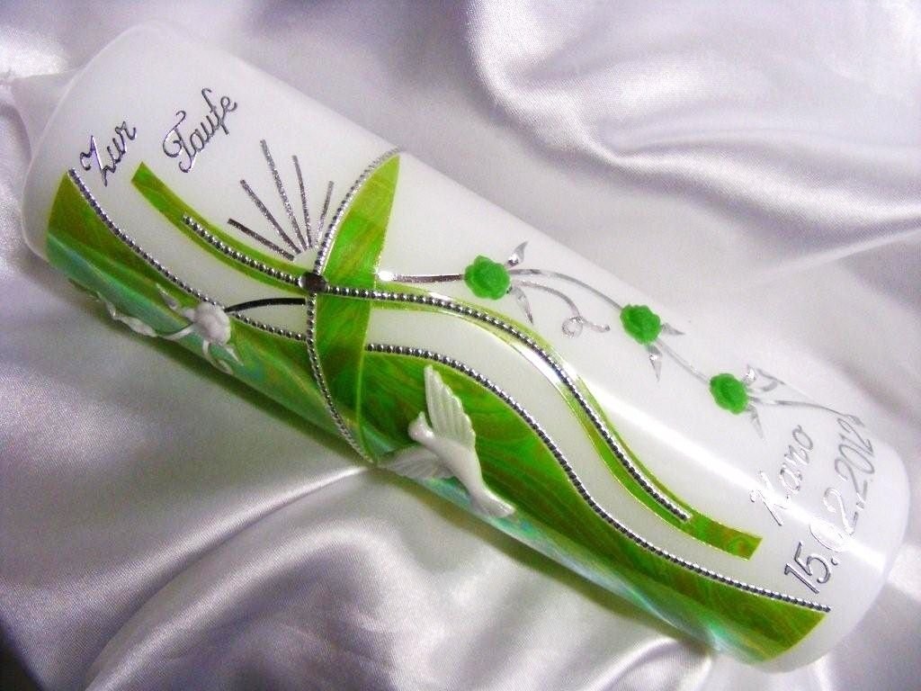 VT-43 Christening Communion Candle for Boys and Girls 250/70 mm Including Accessories for Self-Labelling