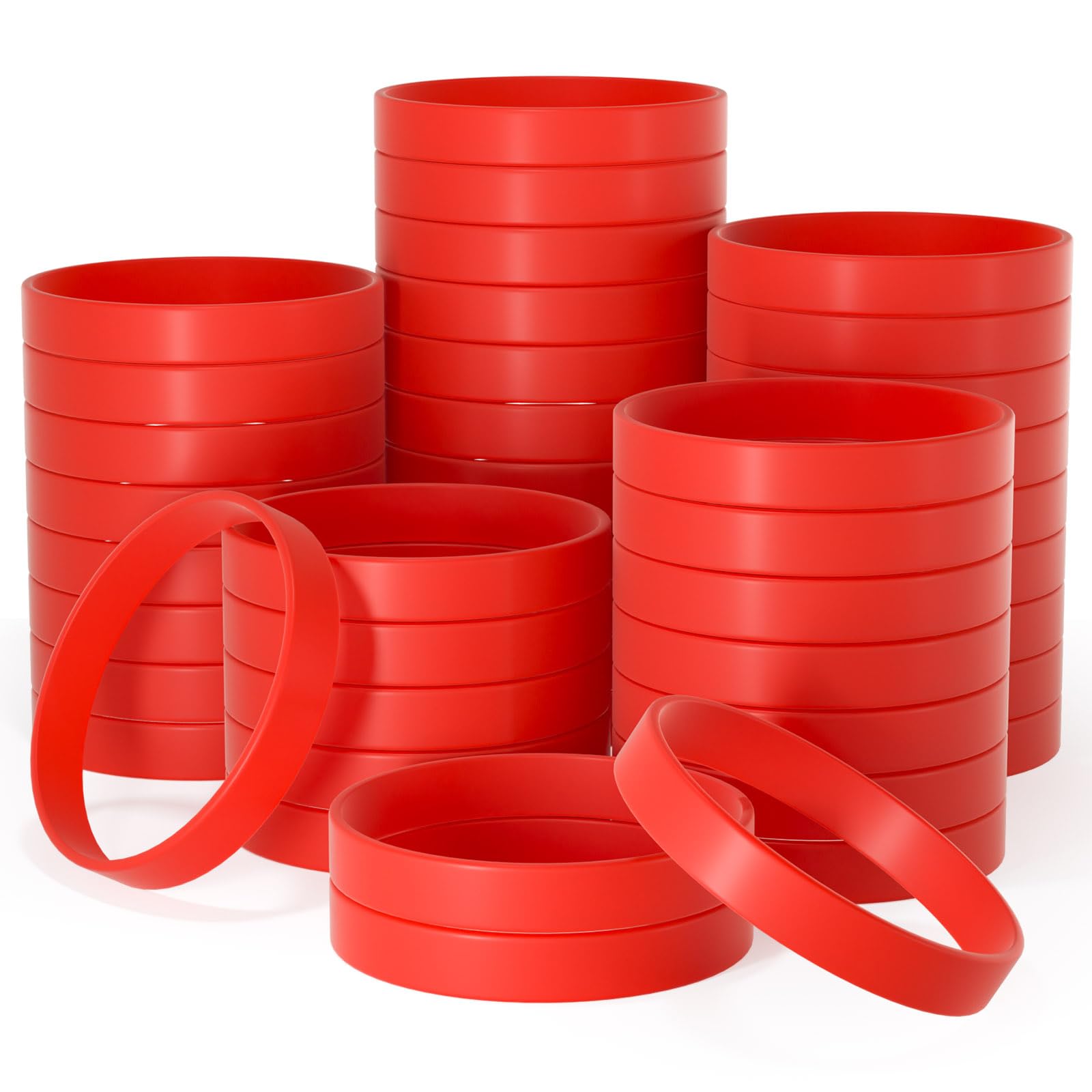 Photo 1 of Bouiexye 60 Pieces Rubber Bracelets Red Sports Band Unisex for Sports Teams Party Games Fashion Decorations