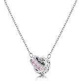 Linawe Moissanite Crystal Imitation Diamond Necklace for Women Trendy, Birthstone Rhinestone Dainty Jewelry, Circle Pendant Stainless Steel Chain Necklaces, Gold, Rose Gold and Silver Tones