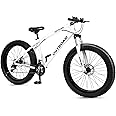 MarKnig 26 inch Fat Tire Mountain Bike with 4 inch Knobby Tires, 21 Speed MTB with Dual Disc Brake for Adults, Anti-Slip Bicycle with Front Suspension, High Carbon Steel Frame, Men and Women