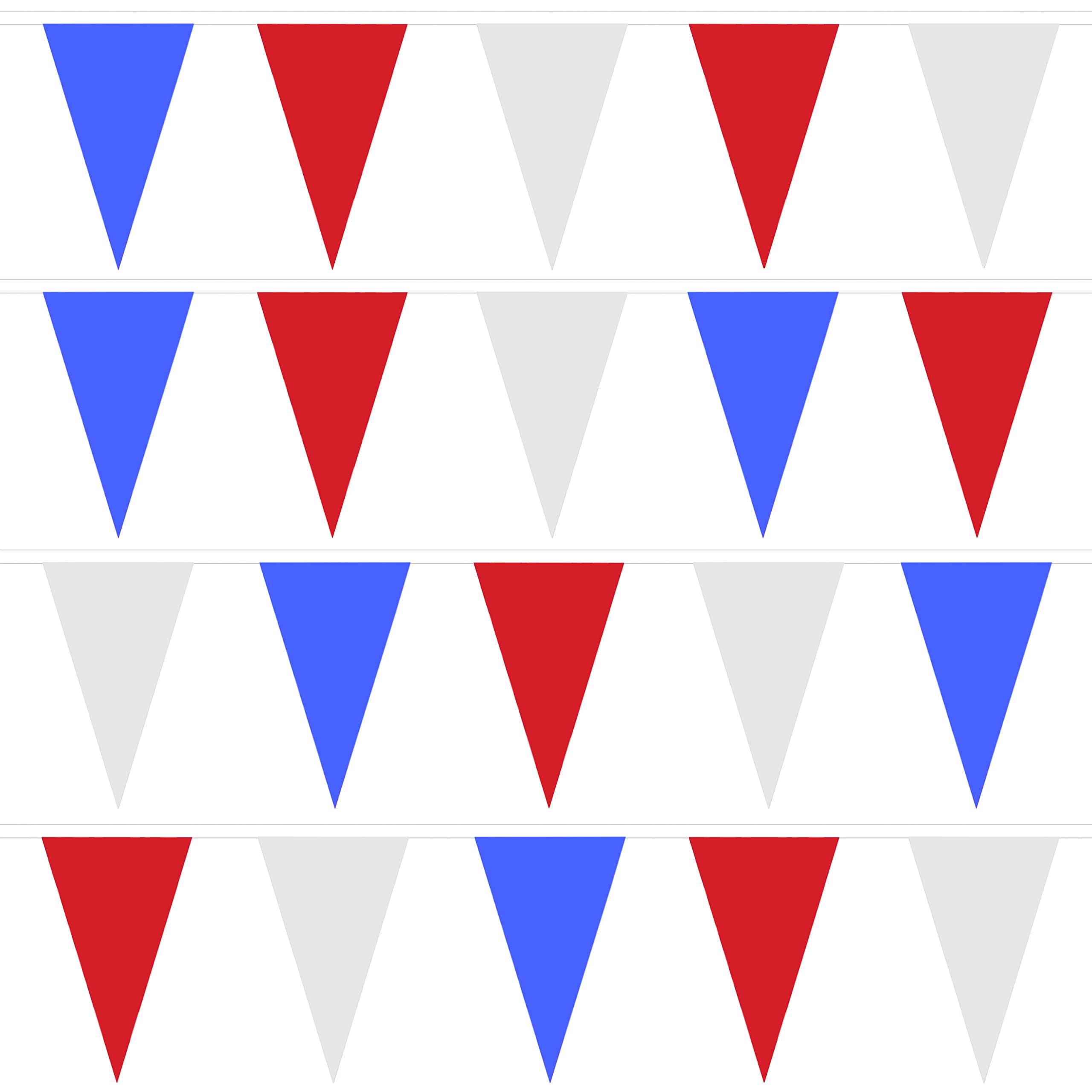 Robelli Red, White & Blue Triangular Party Bunting - Fabric - 10m