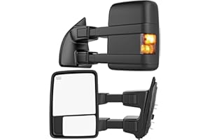 WHALEMOTOR Smoked Power Heated Tow Mirrors Compatible with Ford Super Duty(2008-2016), Extended Trailer Towing Side Mirrors w/Turn Signal fits F250 F350 F450 F550 F-250 F-350 F-450 F-550