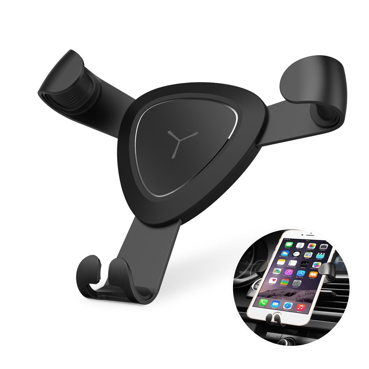 VOOKI Soporte Movil Coche Montaje en Rejillas de Ventilación, Soporte Universal Teléfono Automático Ajustable por Gravedad para iPhone X/8 plus/8/7 plus/7/6plus/6s/s, Samsung Galaxy S6/S5/S4/Note 4/3, Google Nexus, LG G3