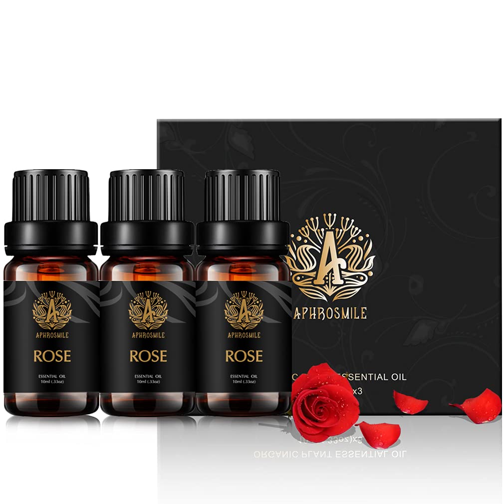 Aromatherapy Essential Oils Set, 100% Pure & Therapeutic Grade Essential Oils Rose Scent Set for Diffuser, Humidifier, Massage, Skin Care, Rose Aromatherapy Essential Oils Fragrance Oils Set 3 * 10ml