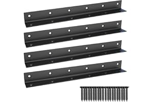 L Bracket,Heavy Duty Corner Brace,Stainless Steel Corner Bracket,Black Large Angle Brackets, Metal Braces for Wood Aufuga (4, 11*1*1inch)