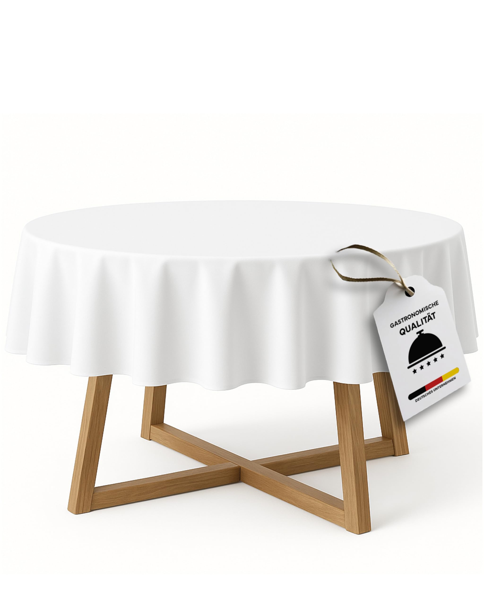 TextilDepot24 Damat Tablecloth, Round, 100% Cotton, White, (300 cm Round)