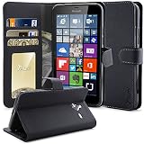 Lumia 640 XL Case, Tauri [Stand Feature] Wallet Leather Case with Stand, ID & Credit Card Pockets Flip Cover For Microsoft Lumia 640 XL - Black