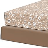 Pobibaby – 2 Pack Crib Sheets Girl, Premium Fitted Baby Crib Sheets for Standard Mattress – Ultra-Soft Jersey Knit, Safe and Snug, Stylish Floral Design (Meadow)