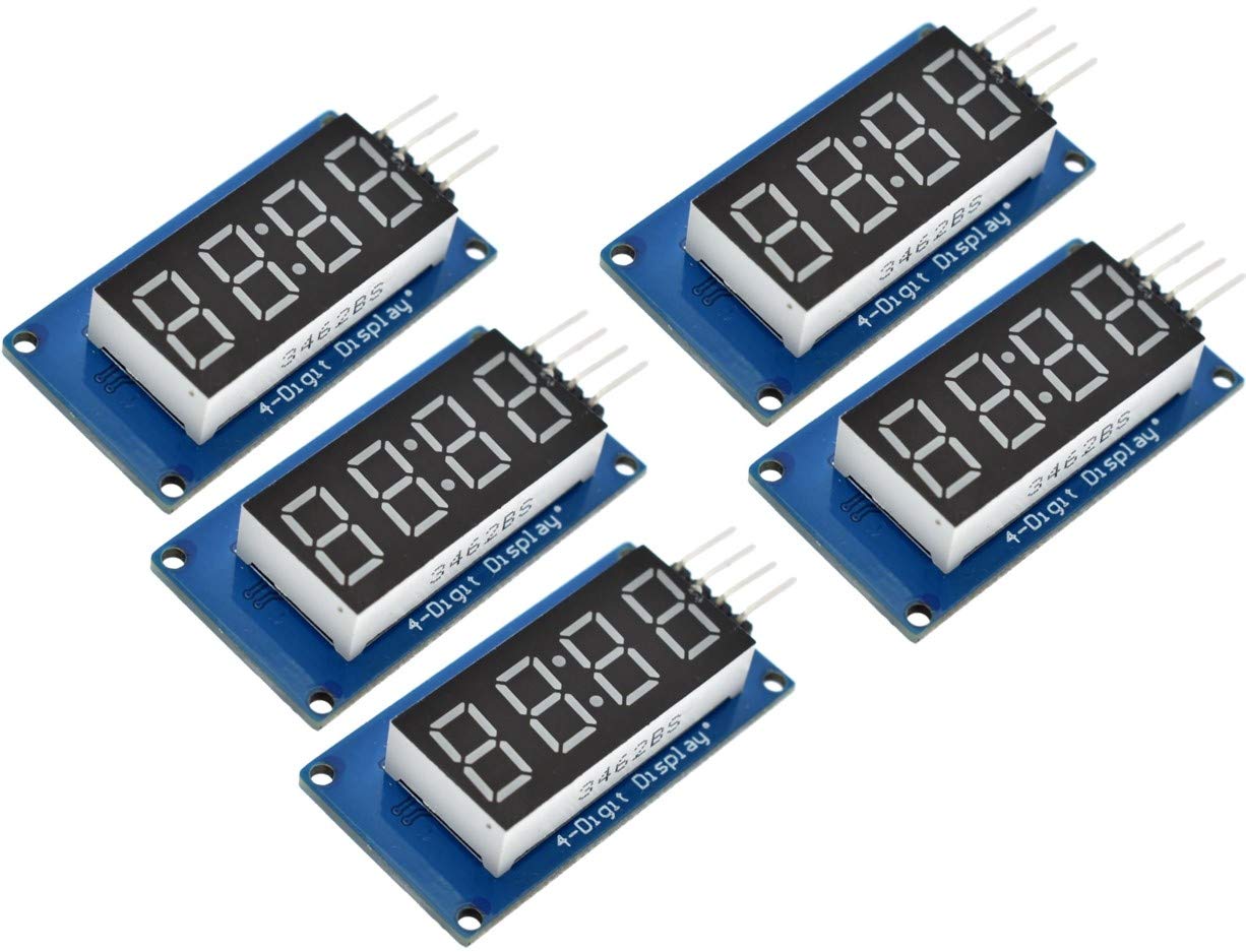 TECNOIOT 5pcs TM1637 Red Anode Digital Tube LED Module & Clock 7 Segment 4 Bits 0.36 Inch