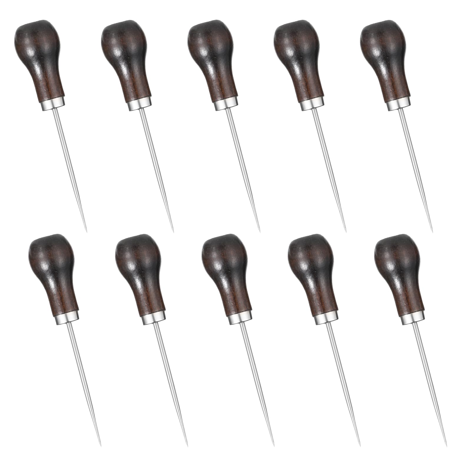 Photo 1 of 10 PCS Awl Tool Set Scratch Awl for Leather Punch Hole Wooden Handle Scratch Awl Sewing Leather Craft or DIY Handmade Pin Punching Needles, Gourd Shape
