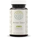 HerbEra Anise Seed 60 Capsules, 500 mg, Anise (Pimpinella Anisum) Dried Seed (60 Capsules)