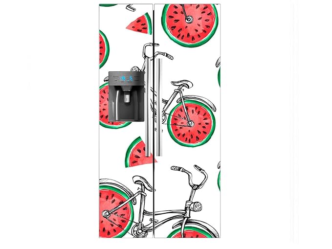 Vinilo Frigorífico Americano Bicicletas Ruedas Sandias | 91X176cm ...