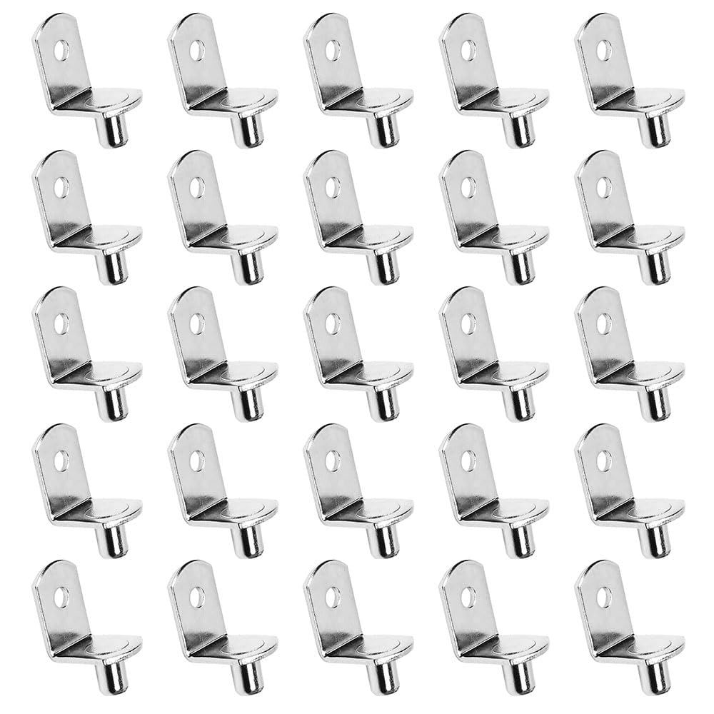 30 Pcs Shelf Support Pegs L-Shaped Shelf Supports L Shape Metal Shelf Pegs Nickel Plated Shelf Bracket Pegs Pins for Cabinet Bookcase Closet Wardrobe