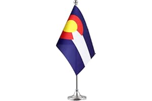 GentleGirl.USA Colorado State flag Colorado CO Flag, Small Mini Colorado State flag Desk Flag stick Office Table Flag on Stand Base,Festival Events Celebration,home decoration
