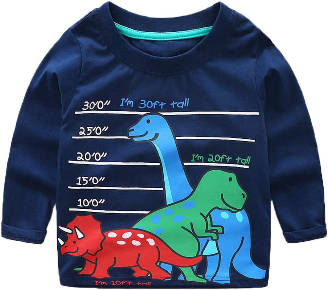 Mengmeng Cartoon Crocodiles Elephants Tee 100% Cotton Baby Boy Long Sleeve T-Shirt